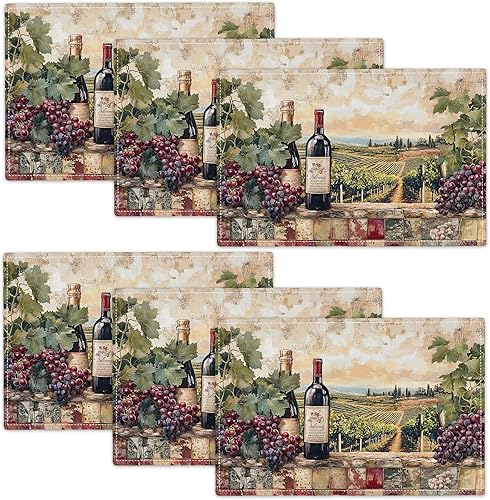 Miniatura 30 de Juego de 6 manteles individuales de flores amarillas de granja, manteles individuales rústicos florales, manteles individuales de primavera lavables