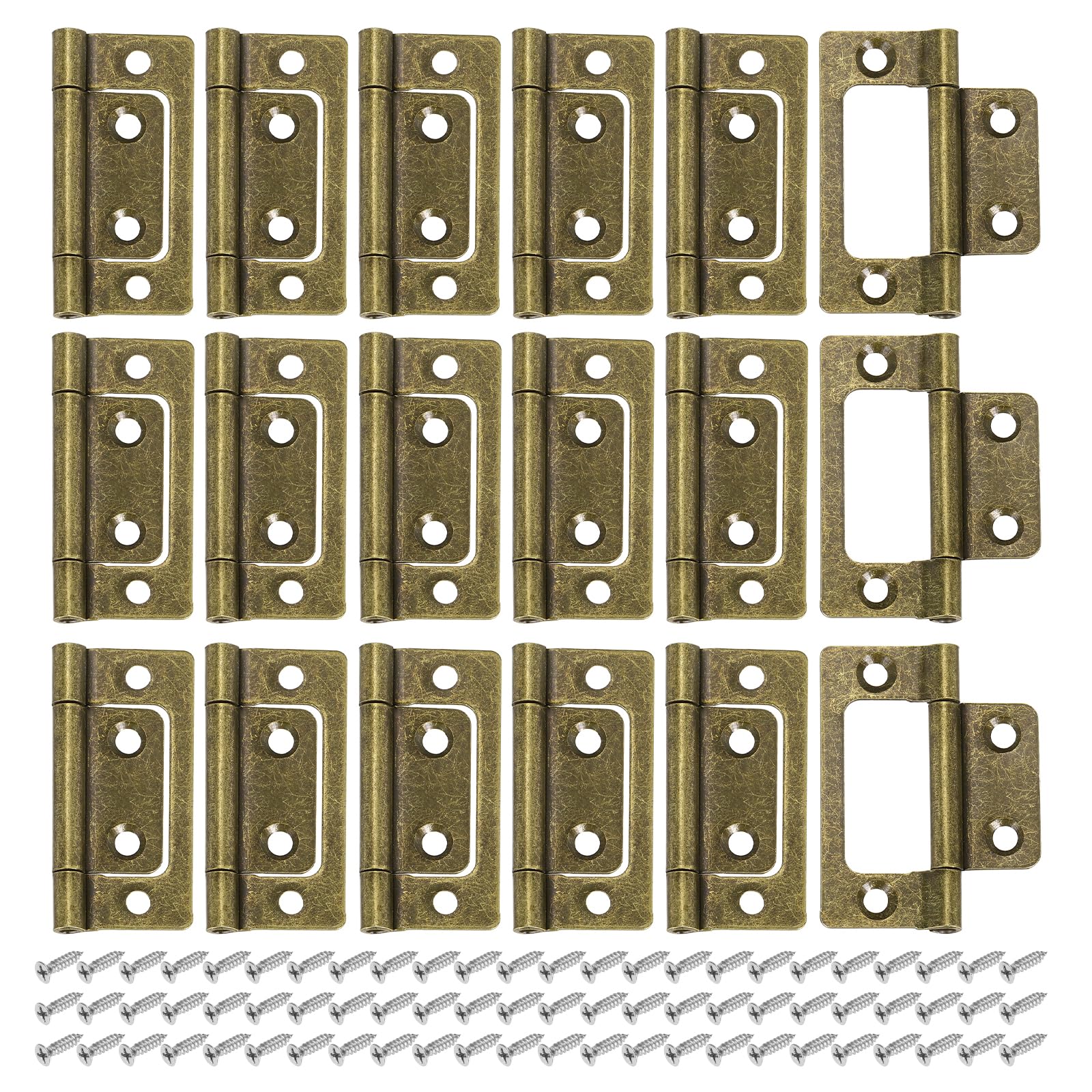 sourcing map 18Pcs Non Mortise Door Hinges, 51 x 25mm Iron Bifold Butt Cabinet Hinges Smooth Sliding Bearing Hinge with Mounting Screws for Doors, Windows, Cabinets, Box, Furniture, Bronze