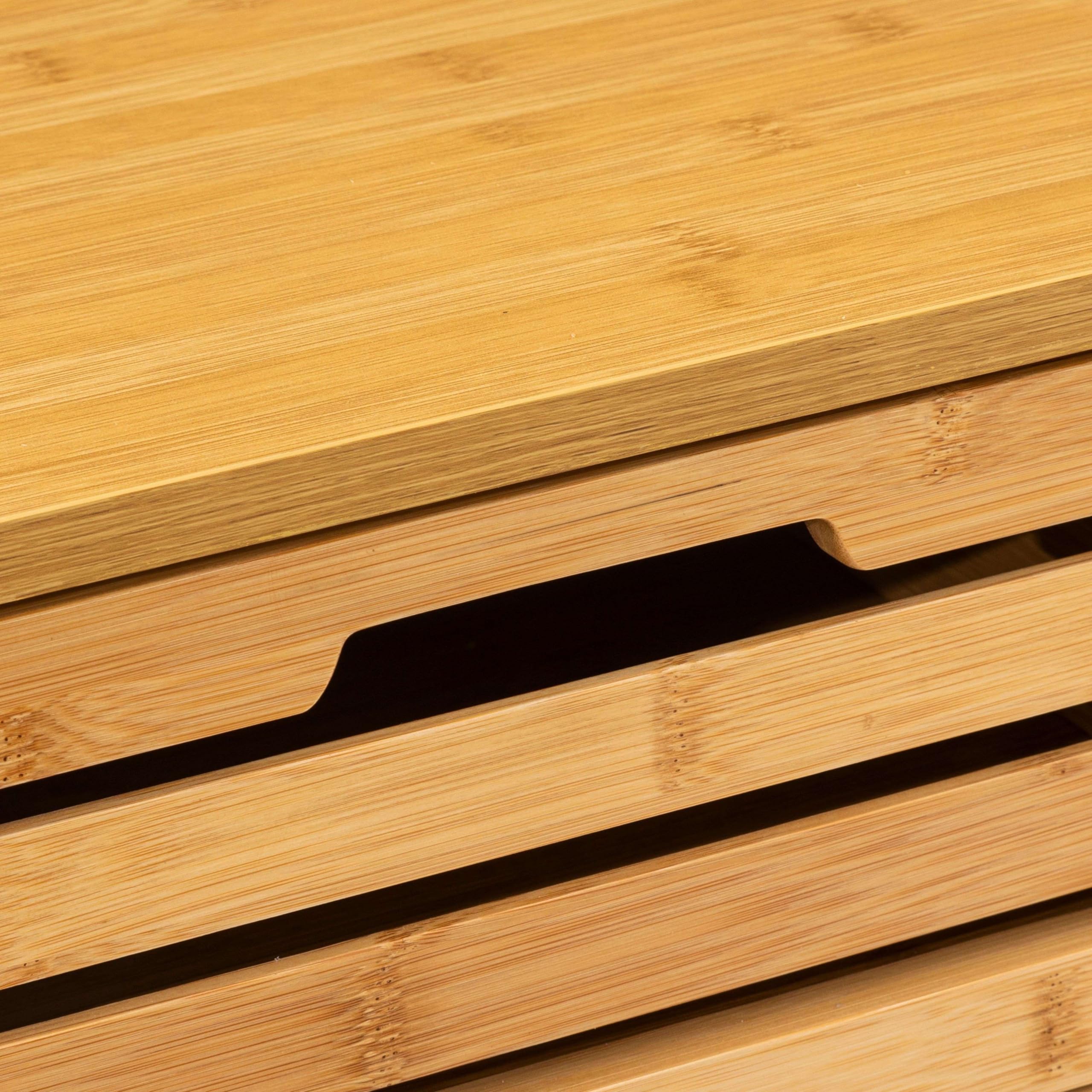 Miroytengo Cajonera Auxiliar 4 Cajones Sicela Marrón 40x98x30cm en Bambú, Diseño Moderno y Funcional, Almacenamiento Óptimo, para Cualquier Estancia