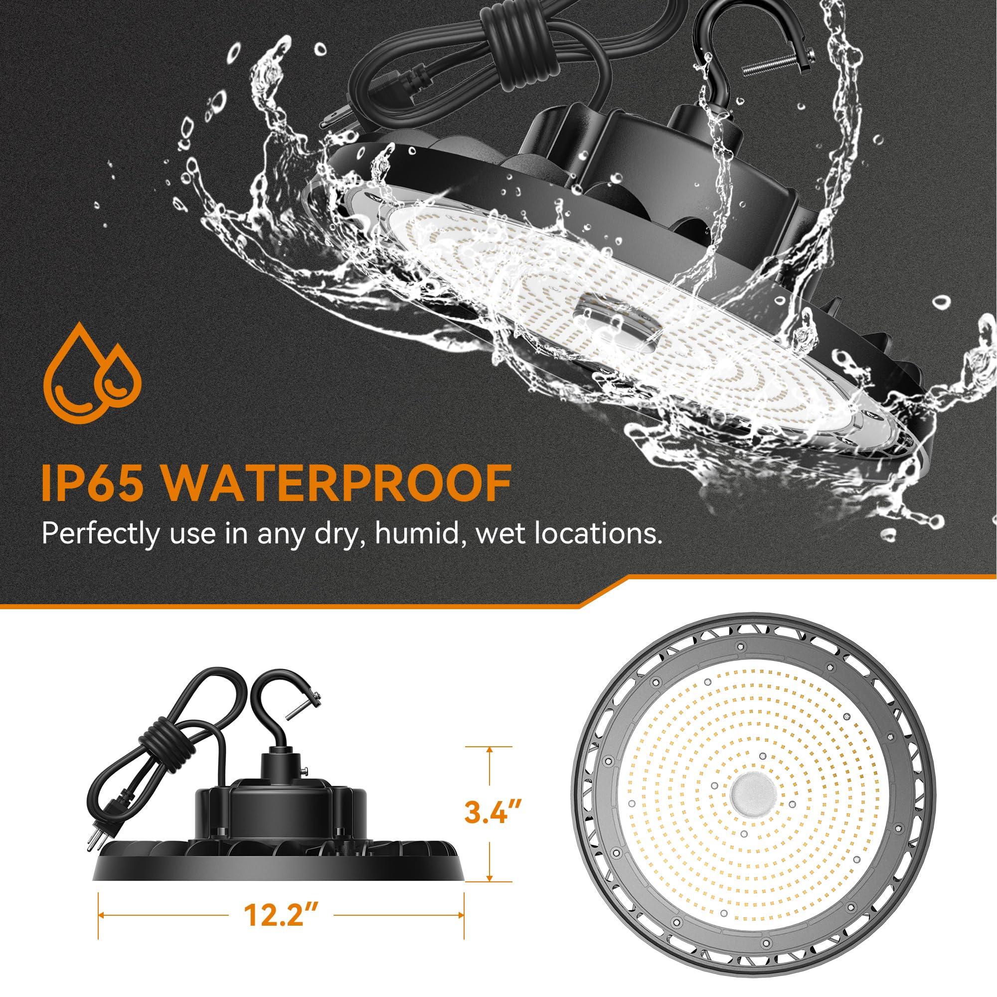 UFO LED High Bay Light 240W 36 000lm 5000K Daylight High Bay LED Shop Lights with US Plug — view 4