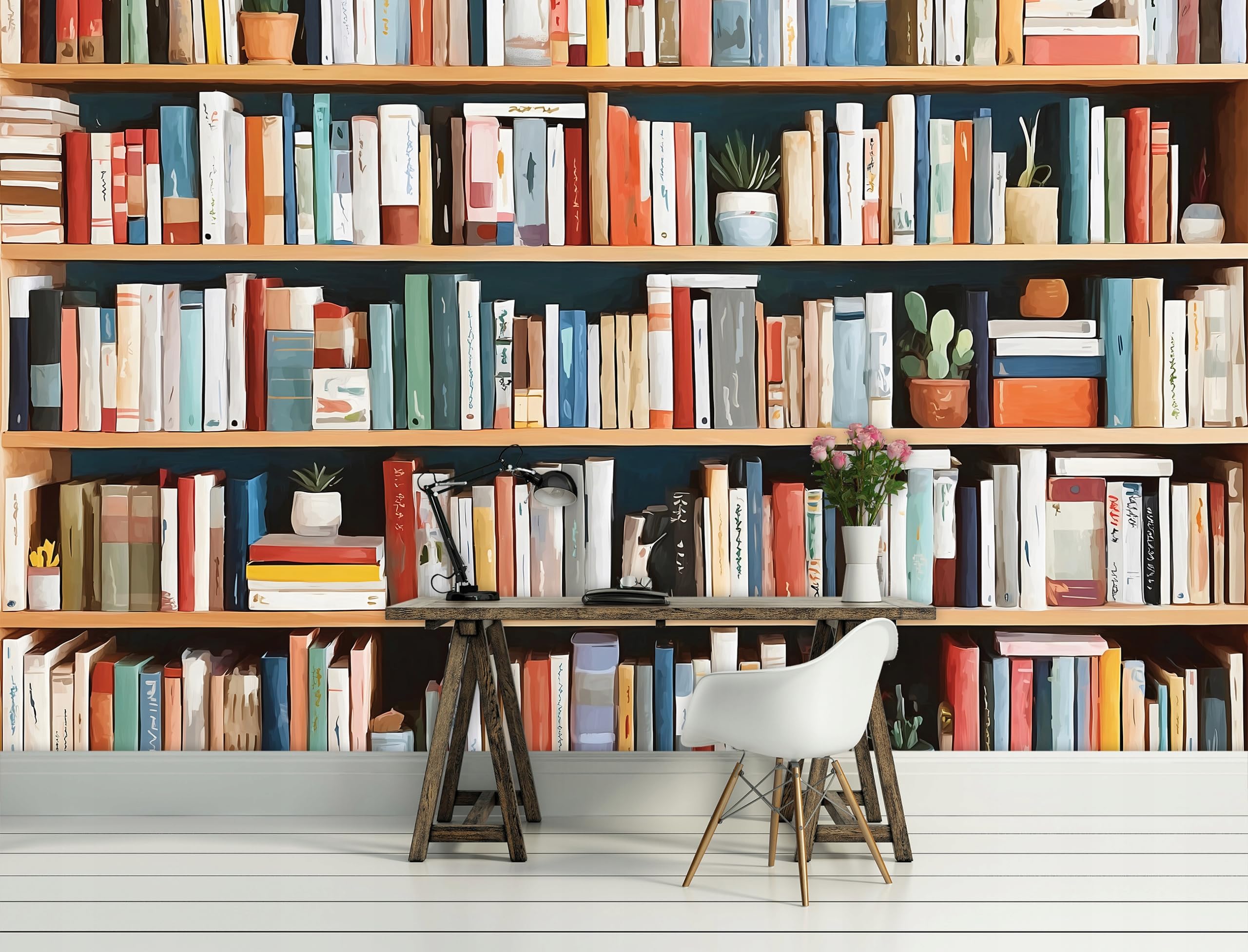 WallArena Vlies Fototapete, Bibliothek, 350x250cm | Fototapeten - Tapeten - für Wohnzimmer Schlafzimmer - Vliestapete Wandtapete Tapete 3D Effekt- inkl. Kleister