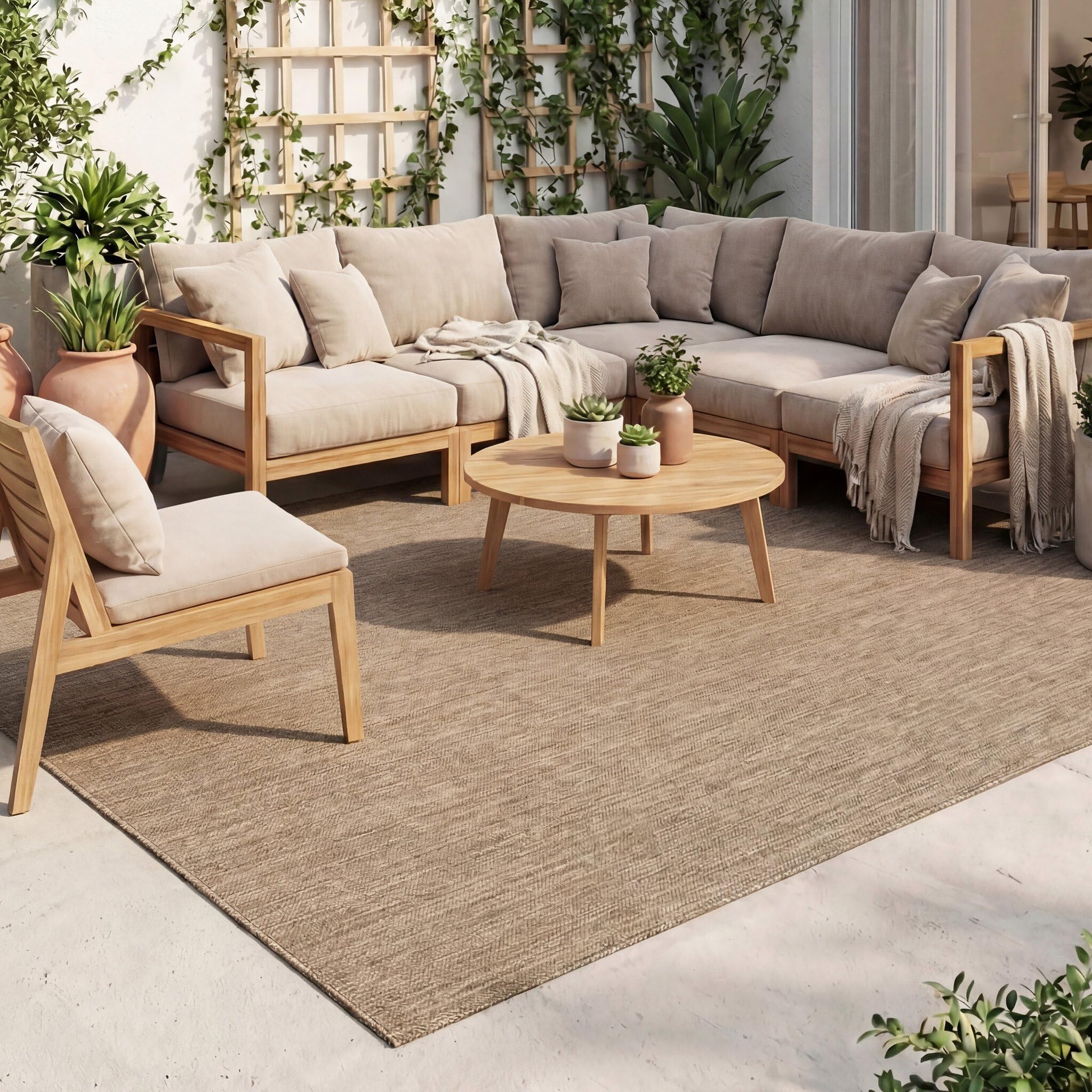 FRAAI | Home & Living Tapis d'extérieur - Malta Melange Naturel - 80x150 cm - Tapis Exterieur Resistant Pluie - Rectangulaire - Terrasse, Jardin, Balcon