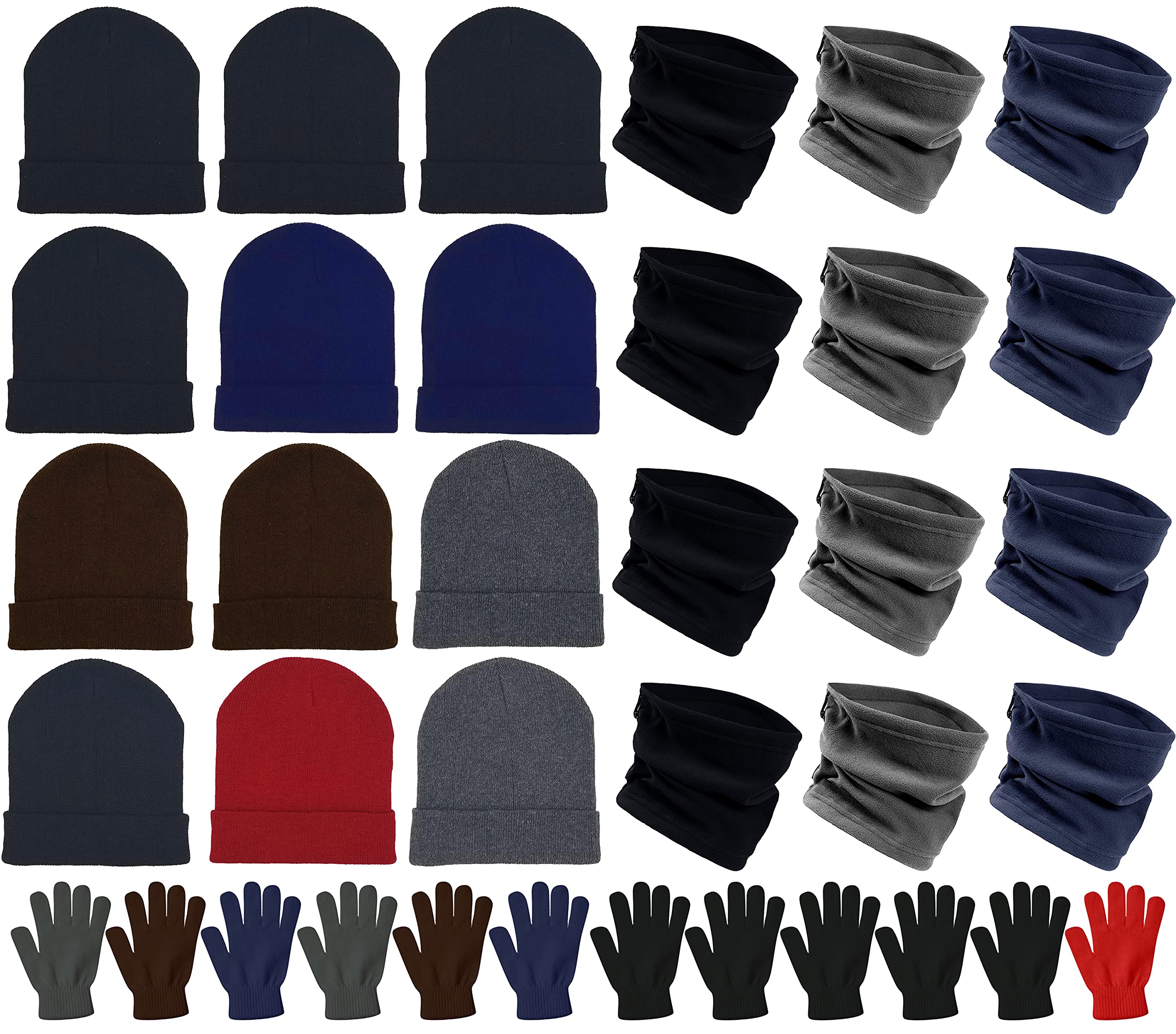 (No neck warmers) (as is, similar to) n\n36x Winter Gloves, Beanies, Neck Warmers Unisex Bulk Pack Donation Charity Care Bundle