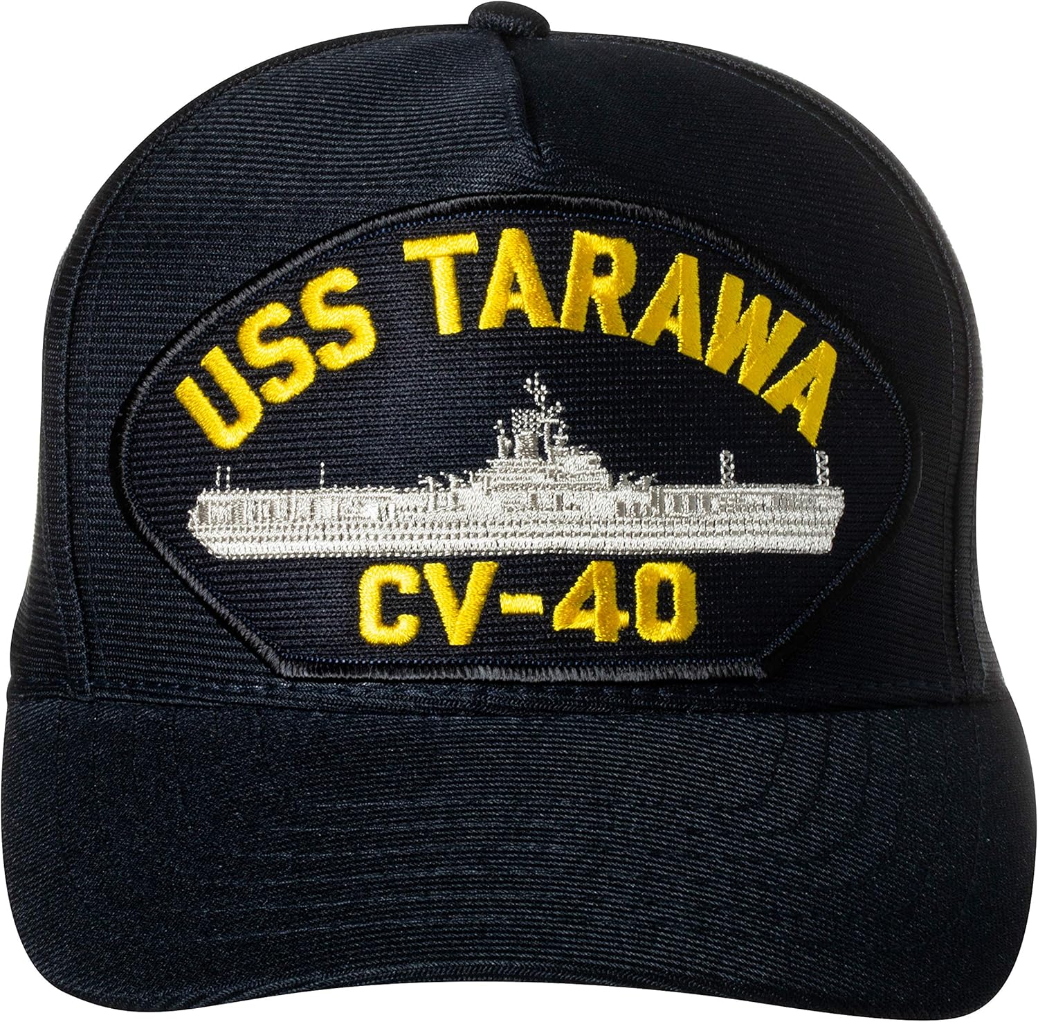 Artisan Owl United States Navy USS Tarawa CV-40 Aircraft Carrier Ship Emblem Patch Hat – Adjustable Baseball Cap (Navy Blue)
