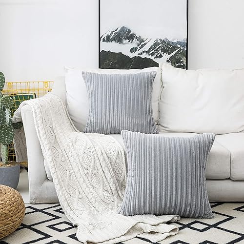 Miniatura 220 de UGASA - Juego de 2 fundas de almohada de terciopelo a rayas, funda decorativa para cojín con cremallera oculta para el hogar, sofá, dormitorio,
