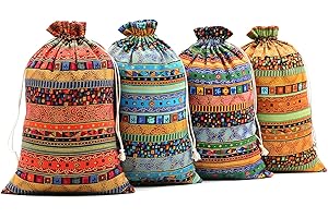 Exquisite Aesthetic Packing Bags: SumDirect Premium Egyptian Ethnic Style Linen Burlap Bags