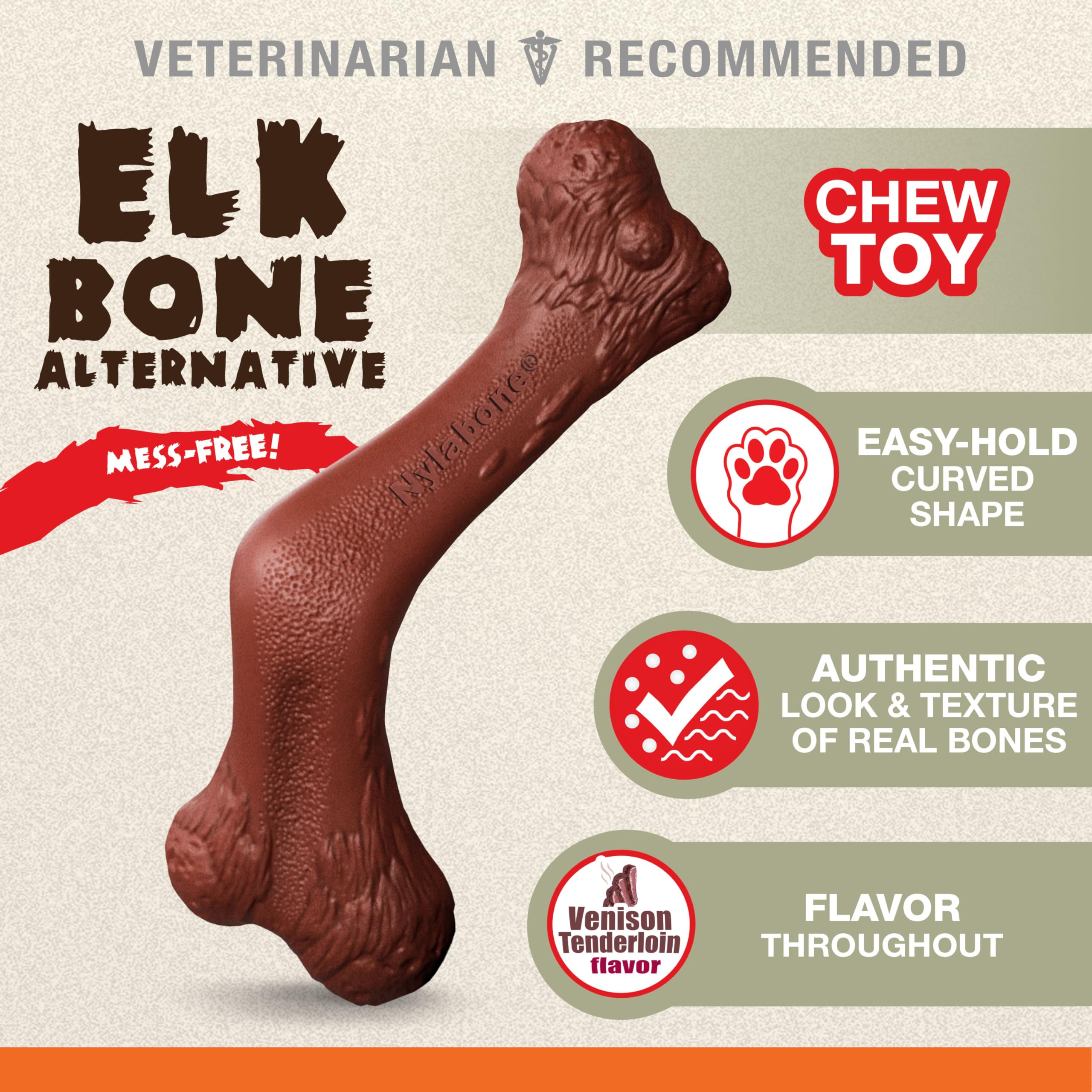Nylabone Power Chew Elchknochen Alternative Kauspielzeug für Hunde – Hundespielzeug für Aggressive Kauer – Wildfilet, X-Large/Souper (1 Stück)