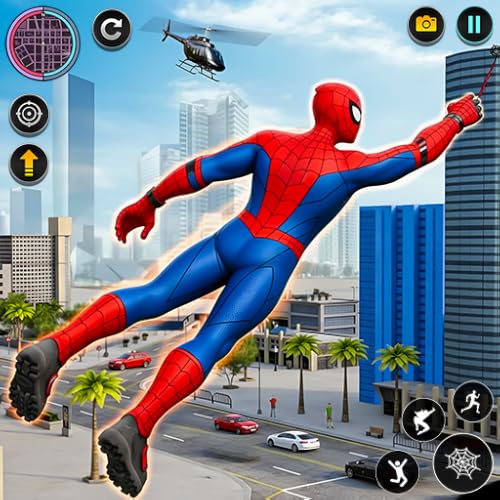 Héros araignée volant 3D : combat ultime ! Super-héros araignée contre héros à corde dans un simulateur de ville mafieuse - Jeux de robots de sauvetage et de poursuite en ville
