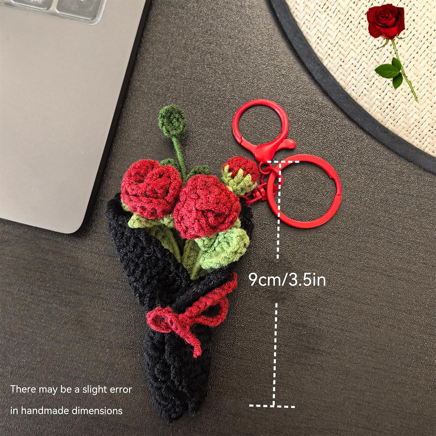 Handmade Crochet Flower Keychain, Cute Keychains for Women Girls Novelty Aesthetic Keychains Holiday Gifts - Image 3