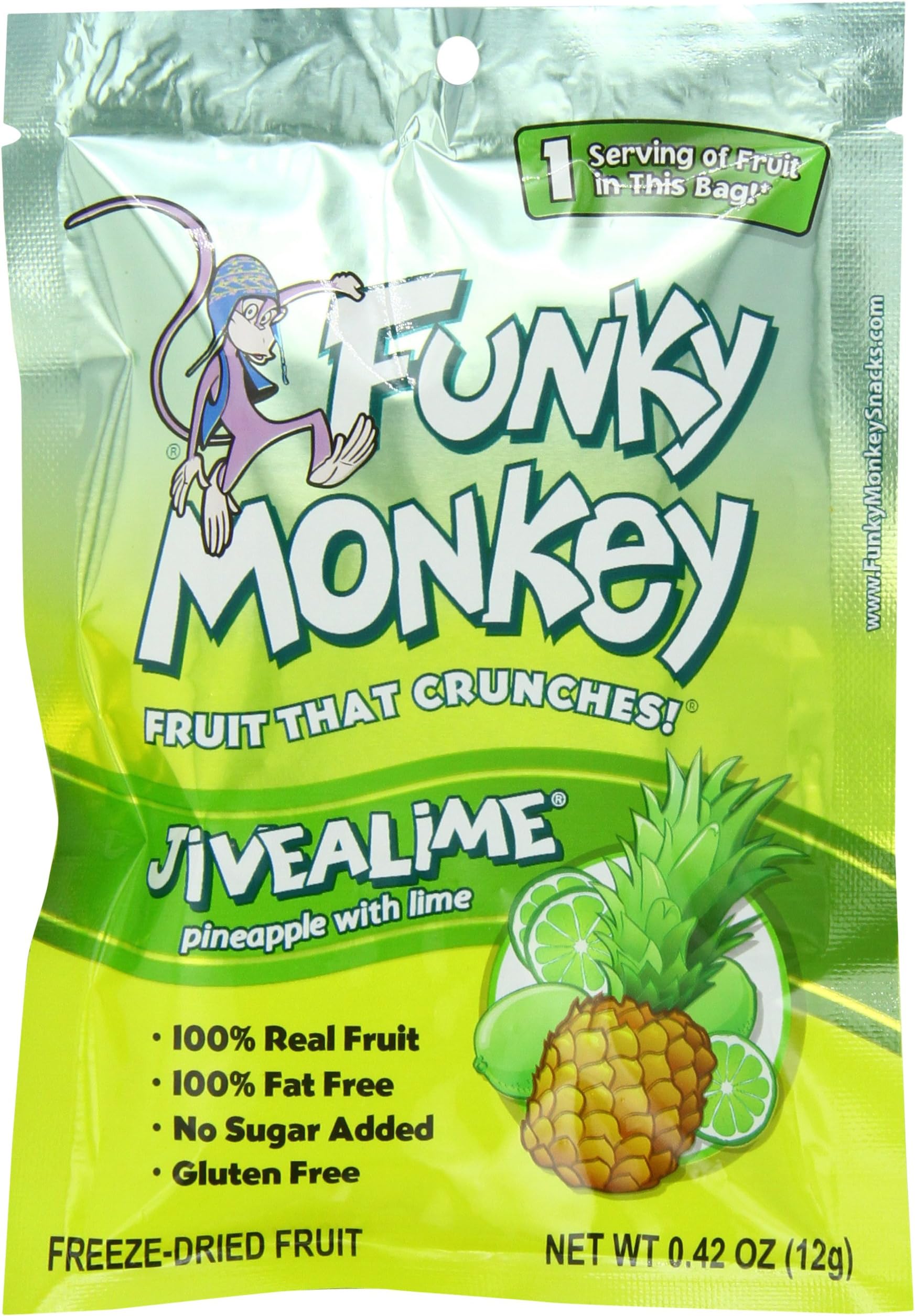 Funky Monkey Snacks Jivealime, 0.42-Ounce Bags (Pack of 12)
