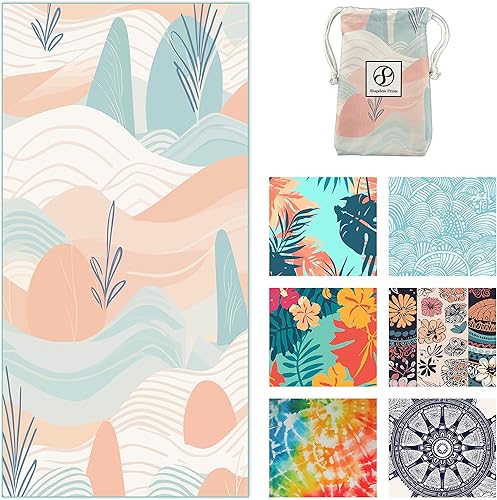 Miniatura 8 de Toallas de playa de microfibra, suaves y ligeras, absorbentes, de secado rápido, sin arena, perfectas para la playa, piscina, viajes, campamento,