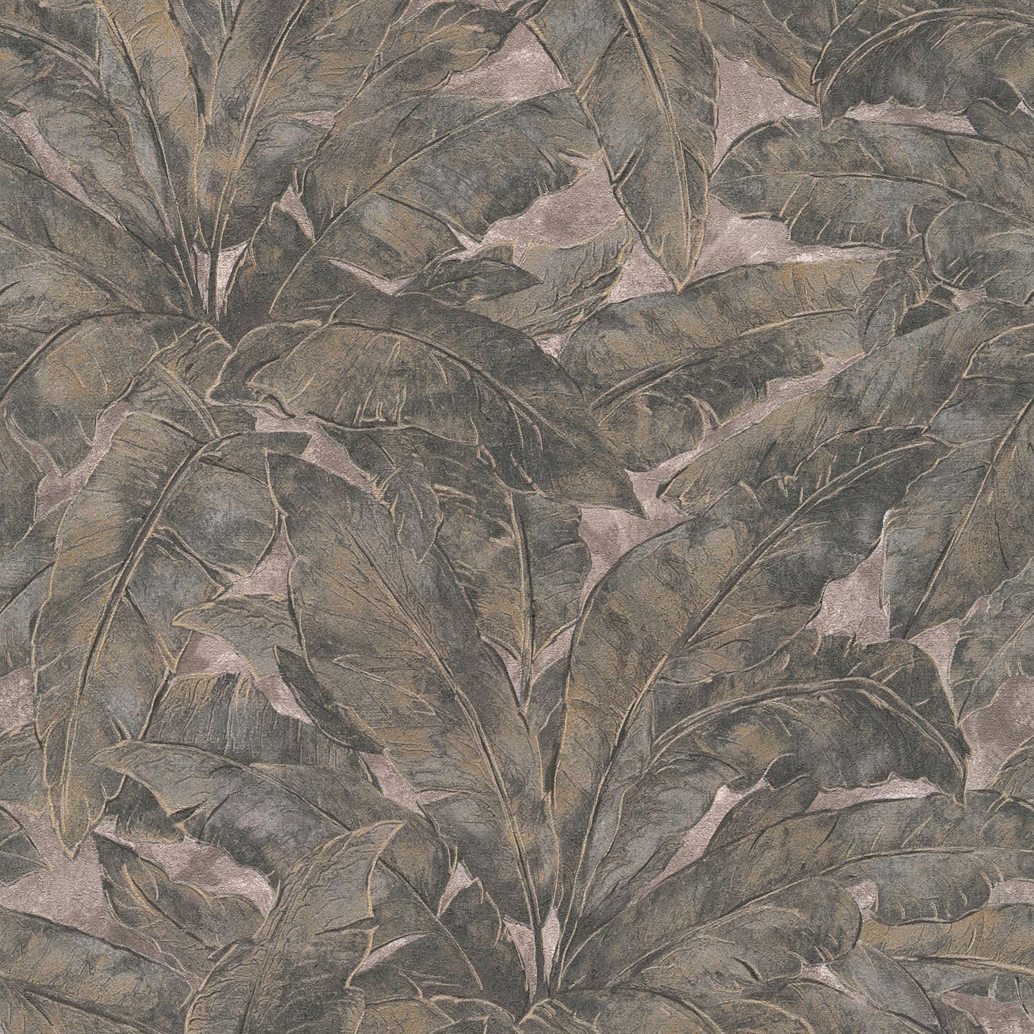 Papier peint jungle Profhome argent noir intissé haut de gamme