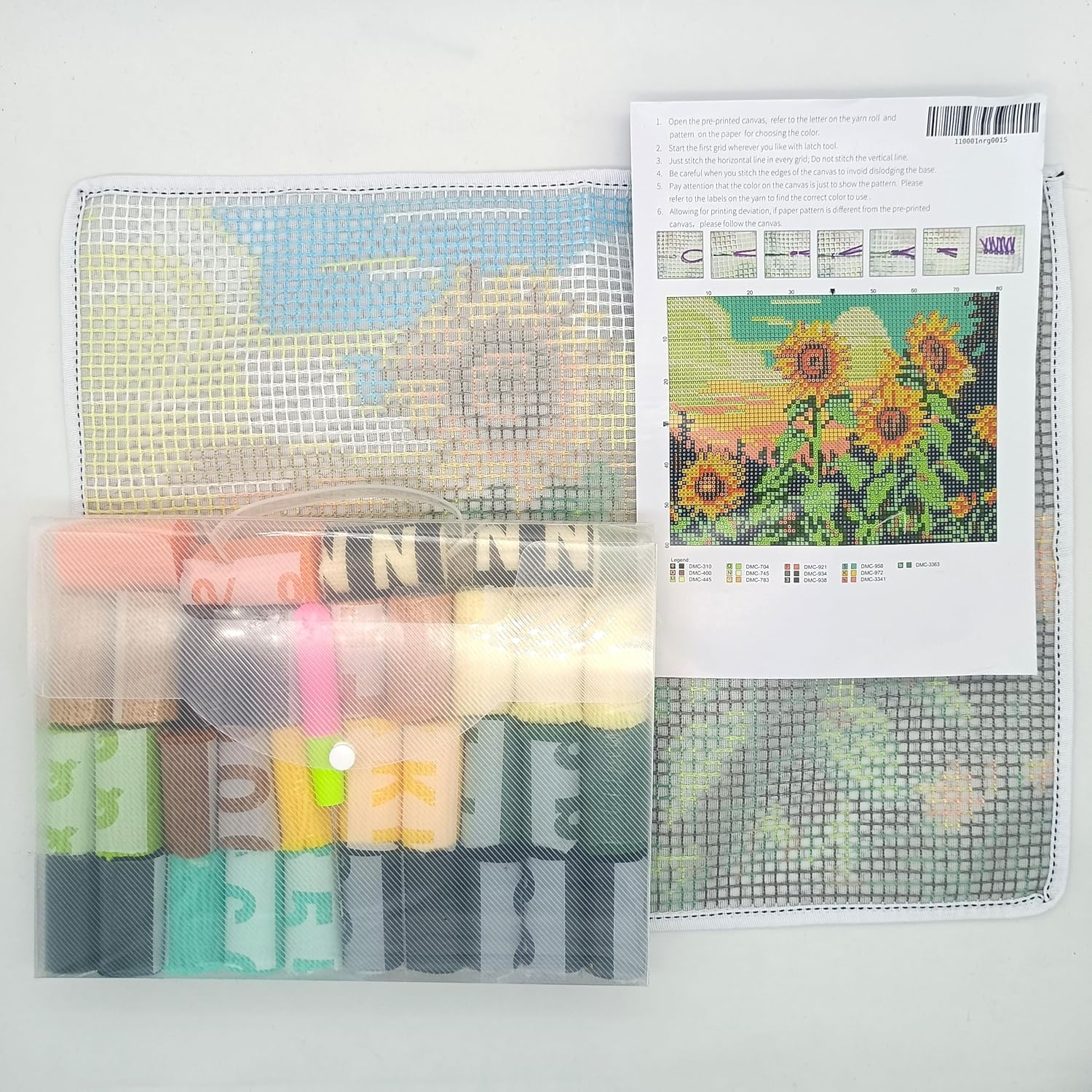 Howie's Latch Hook Kits for Adults, DIY Blooming Sunflowers Crochet Yarn Latch Hook Rug Kit for Adults, Color Preprinted Pattern Embroidery Decoration(Blooming Sunflowers, 19.69 x 14.96 inch)