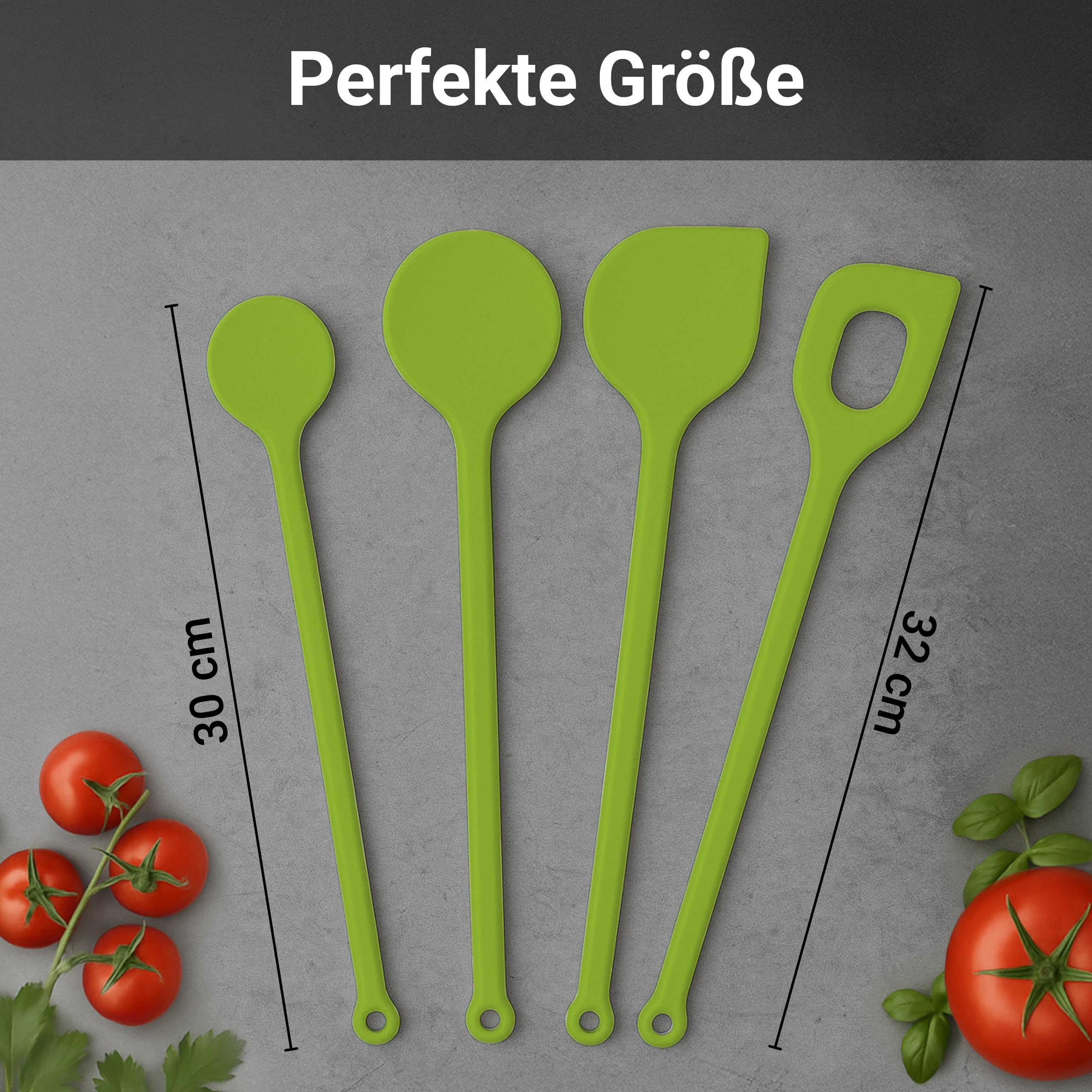 Kigima Cucchiaio da cucina plastica (Verde, (4 Pz))
