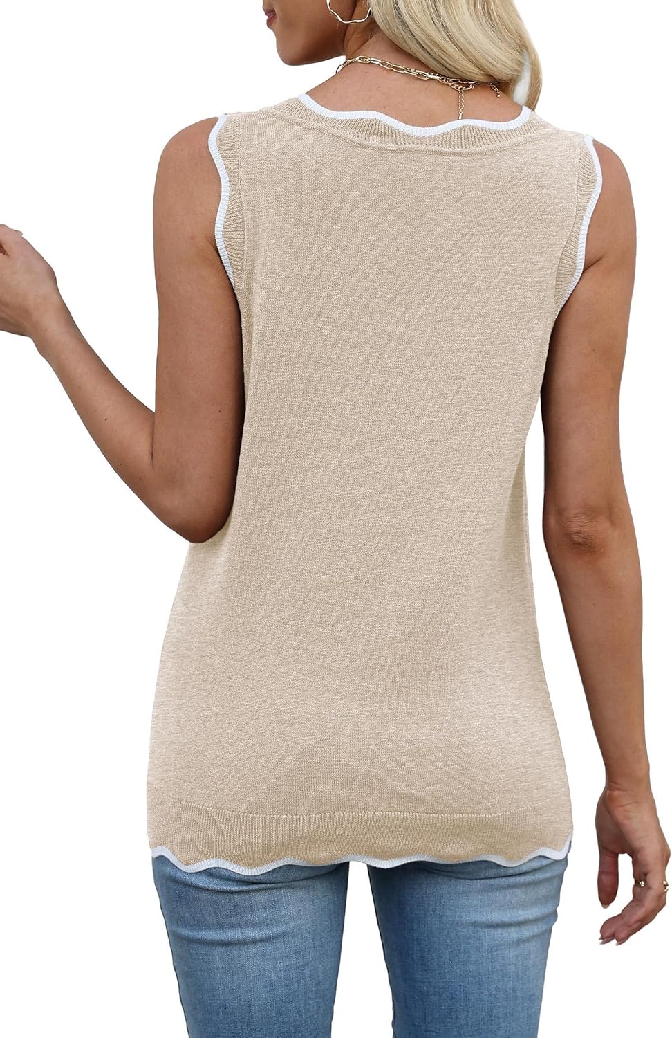 WIHOLL Tank Tops for Women Sleeveless Summer Tops Spring Fashion Lightweight Sweater Vest V Neck Business Casual Outfits - Image 5