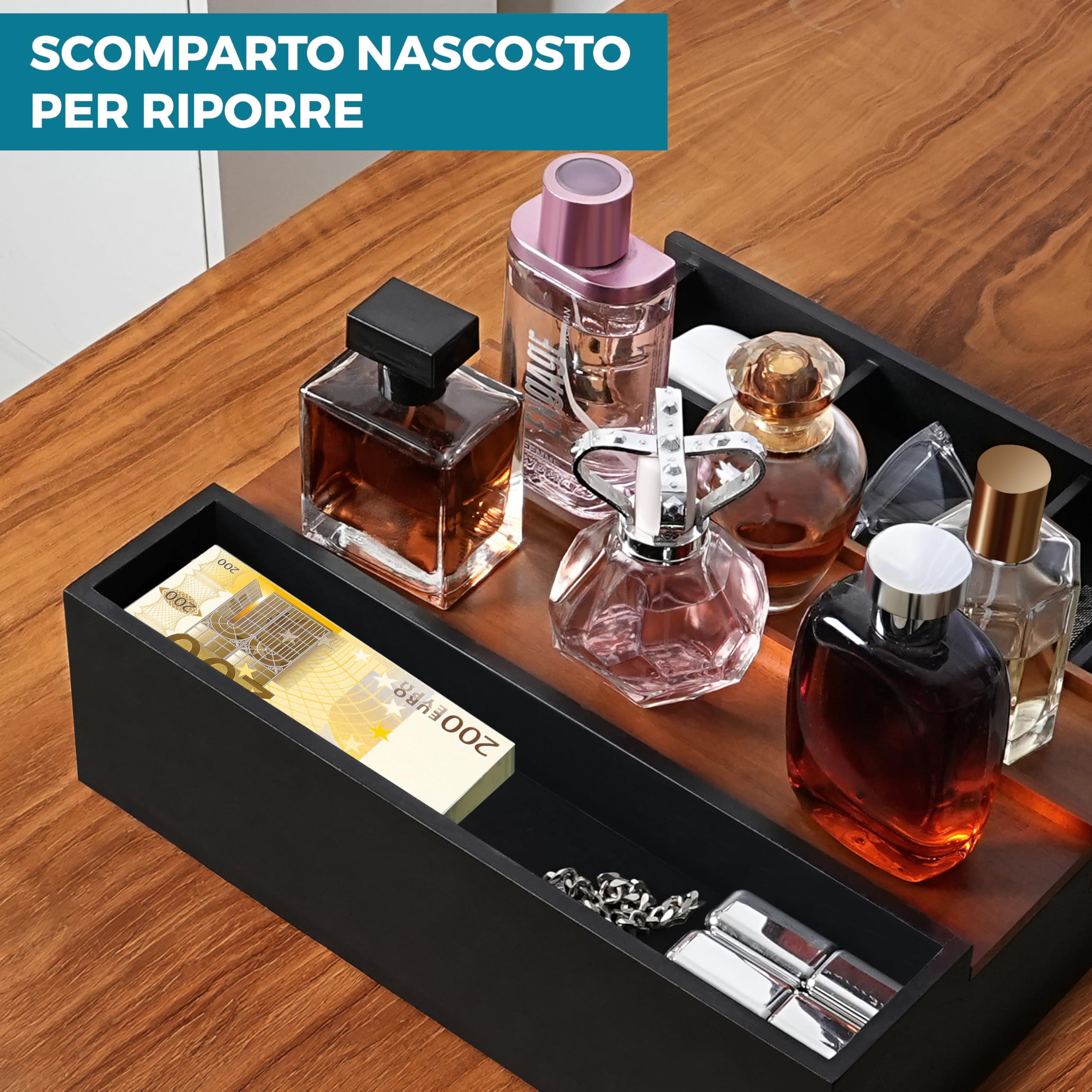 Winter Shore Porta Profumi a Scaletta in Legno - Espositore Profumi con Cassetto Estraibile - Espositore Profumi per