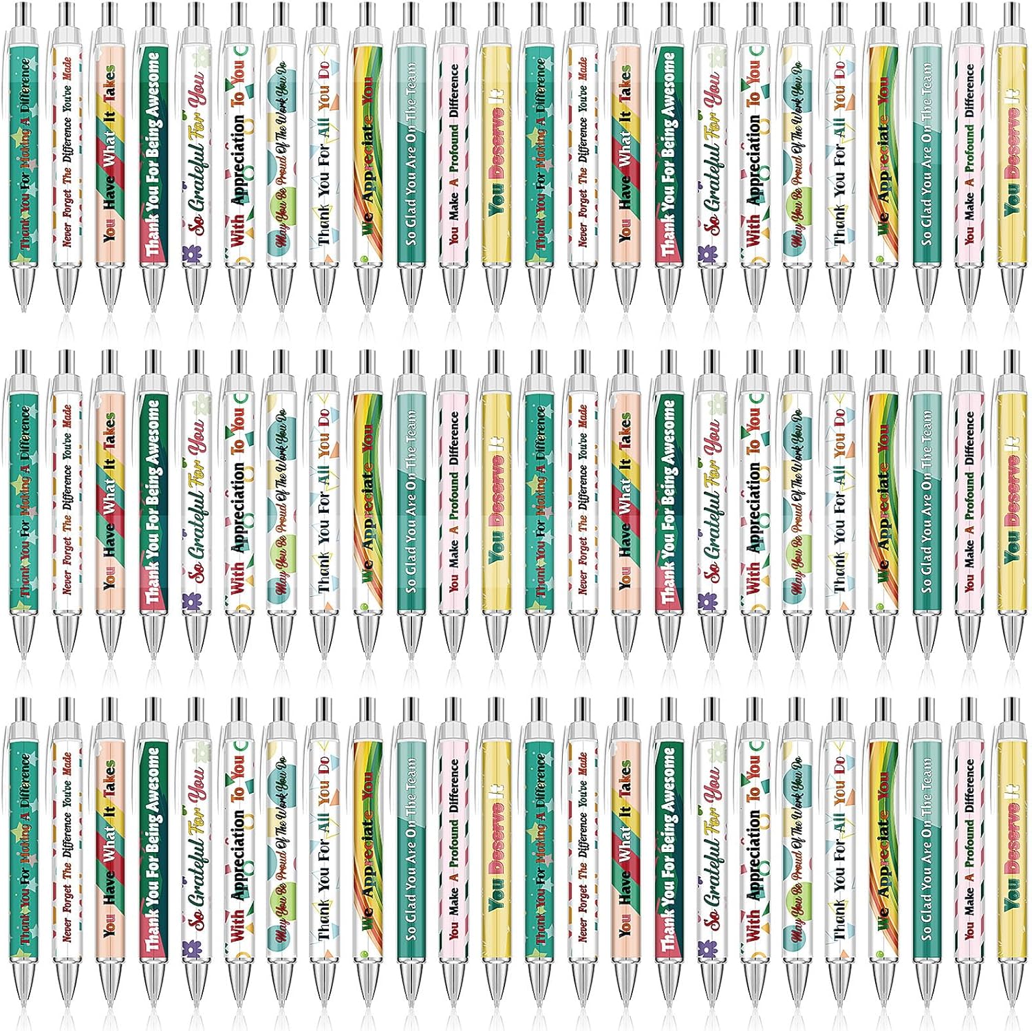 Jutom 72 Pcs Employee Appreciation Pens Inspirational Motivational Quotes Pens Thank You Black Ink Ballpoint Pens Appreciation Gifts for Employee Team Colleague Coworker Events