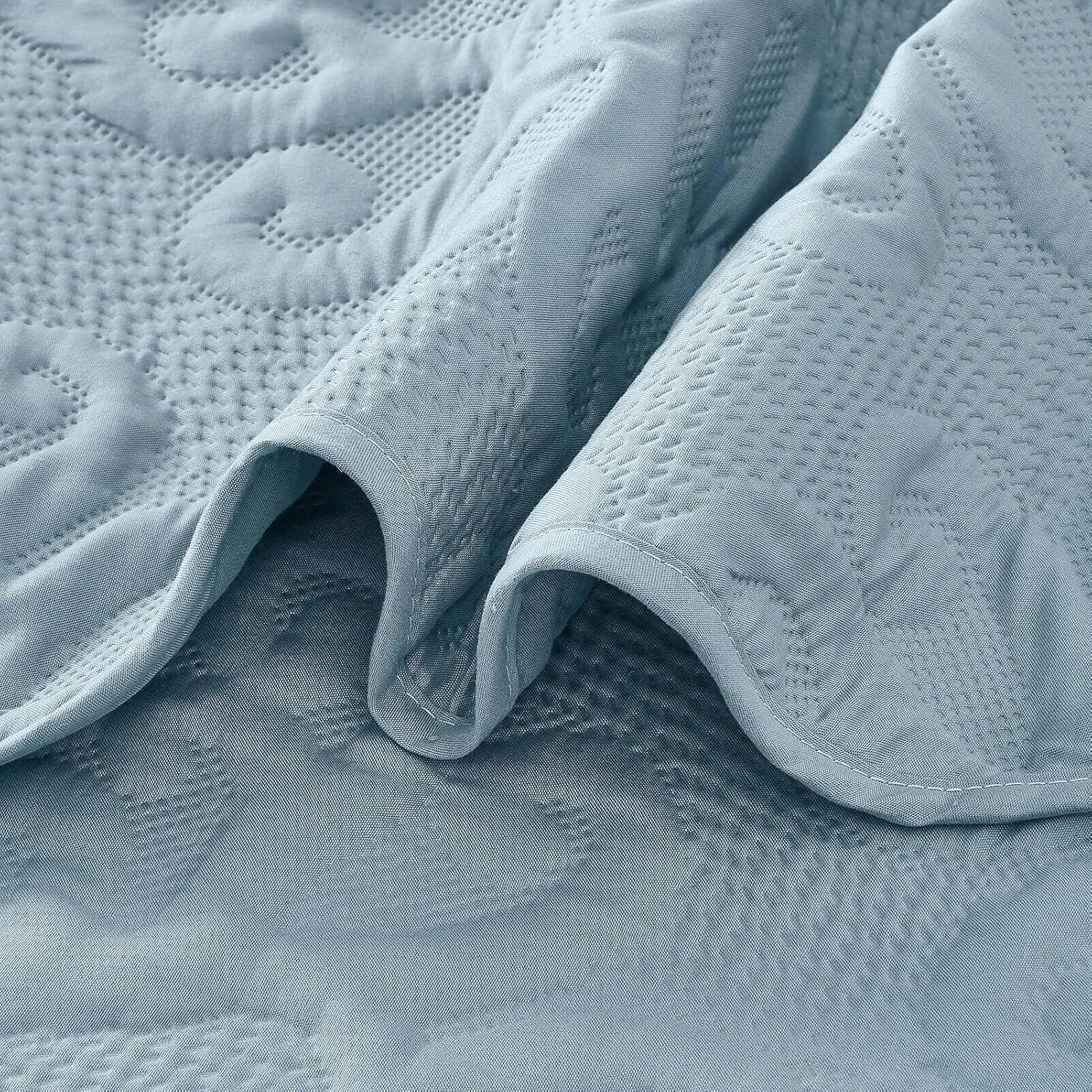 Oversized King Bedspreads 128x120 Extra Wide Quilt for Tall King California King Bed Lightweight 3 Piece Quilted Coverlet Pillow Shams Set Spa Blue - Image 7