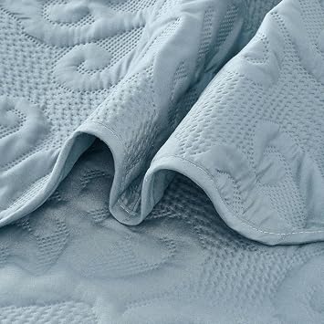 Oversized King Bedspreads 120x118 for California King/King Bed Lightweight Quilted Coverlet Set 3 Pieces 1 Quilt 2 Pillow Shams Spa Blue
