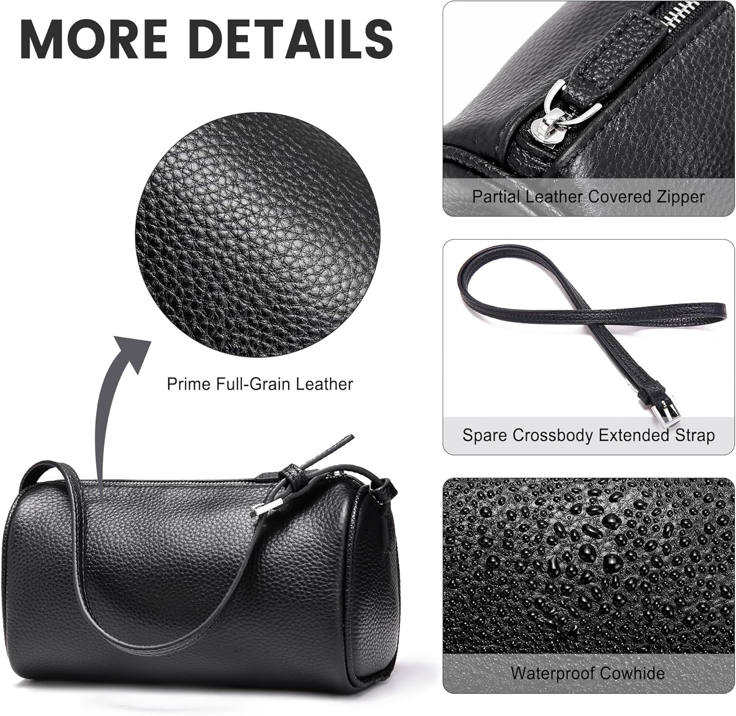 Genuine Leather Crossbody Purses for Women: Small Leather Barrel Shoulder Bags - Designer Trendy Handbags for Ladies - Image 5