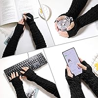 Vista 6 de Bellady Guantes de invierno para mujer, cálidos sobre el codo, guantes largos sin dedos con agujero para el pulgar, guantes de punto para calentar