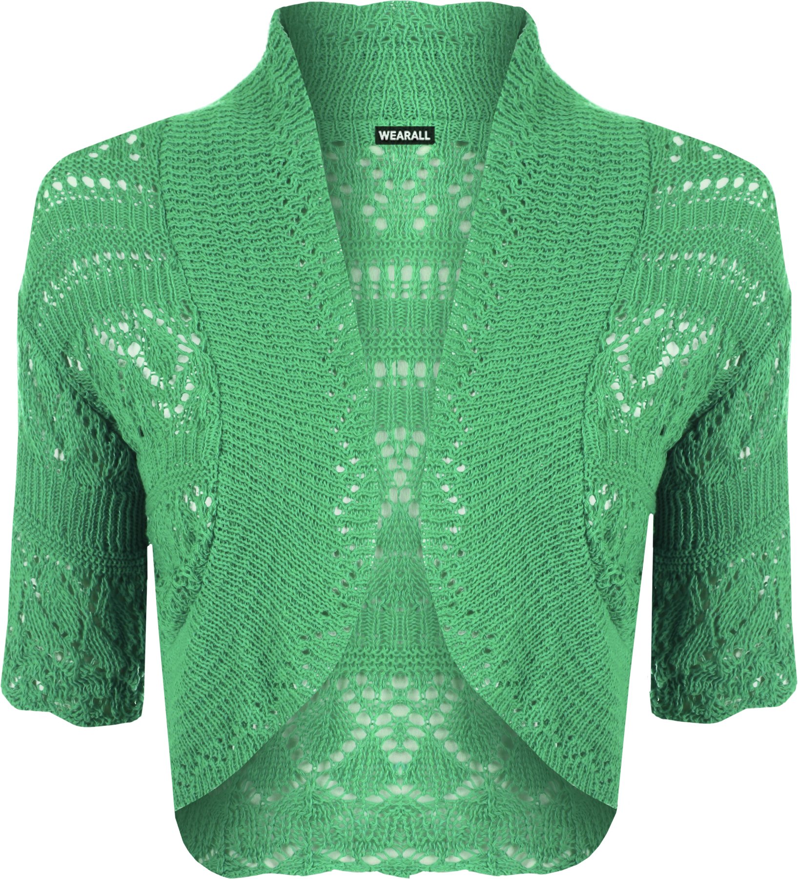 Wearall Women's Jade Crochet Shrug Knitted Bolero Top Cardigan - 12/14