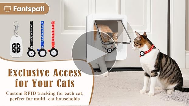 Smart Cat Door for Interior & Exterior, Flap Opening is 7.67'' (H