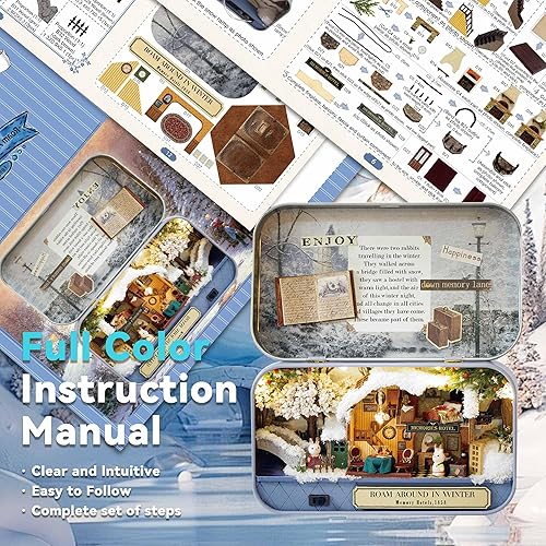 Miniatura 28 de Flever Kit de casa de muñecas en miniatura, habitación creativa con muebles y funda para regalo romántico de San Valentín (notas de campo)