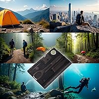 Vista 5 de Black 12 in 1 Pocket Credit Card Outdoor Survival Multi Card Multi Tool EDC Tool Gear Multitools and Accessories