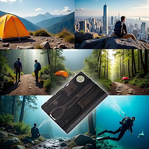 Miniatura 8 de Negro 12 en 1 bolsillo tarjeta de crédito supervivencia al aire libre multi herramienta EDC herramienta engranaje multiherramientas y accesorios