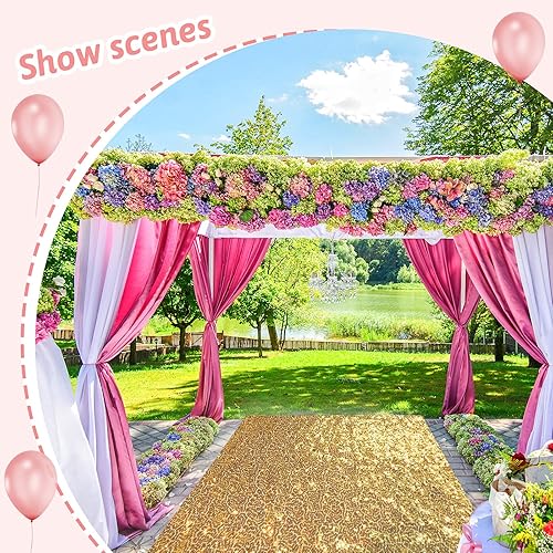 Miniatura 3 de Alfombra de pasillo de boda con lentejuelas con purpurina, decoración de boda para ceremonia, boda, fiesta, decoración al aire libre (dorado, 2 x 15