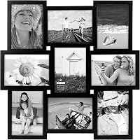 Malden 9-Opening 5x7 Black Collage Photo Frame - Dimensional Wall Display for 9 Cherished Memories