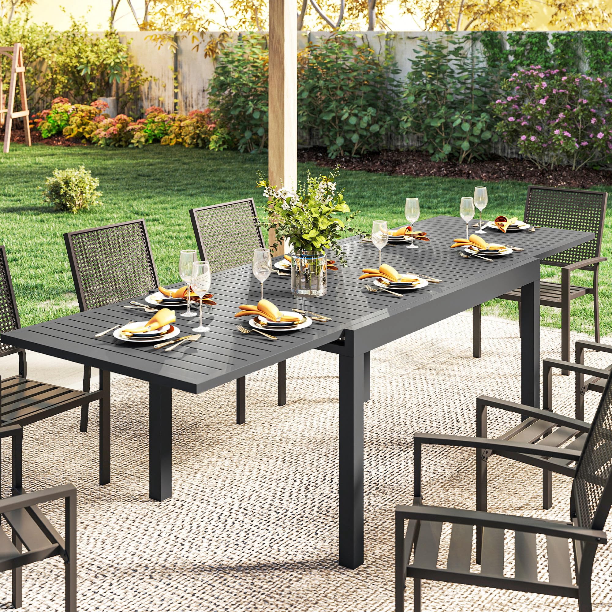 Outsunny Table de Jardin Extensible Aluminium 135-270cm 6-10 Personnes Gris Anthracite