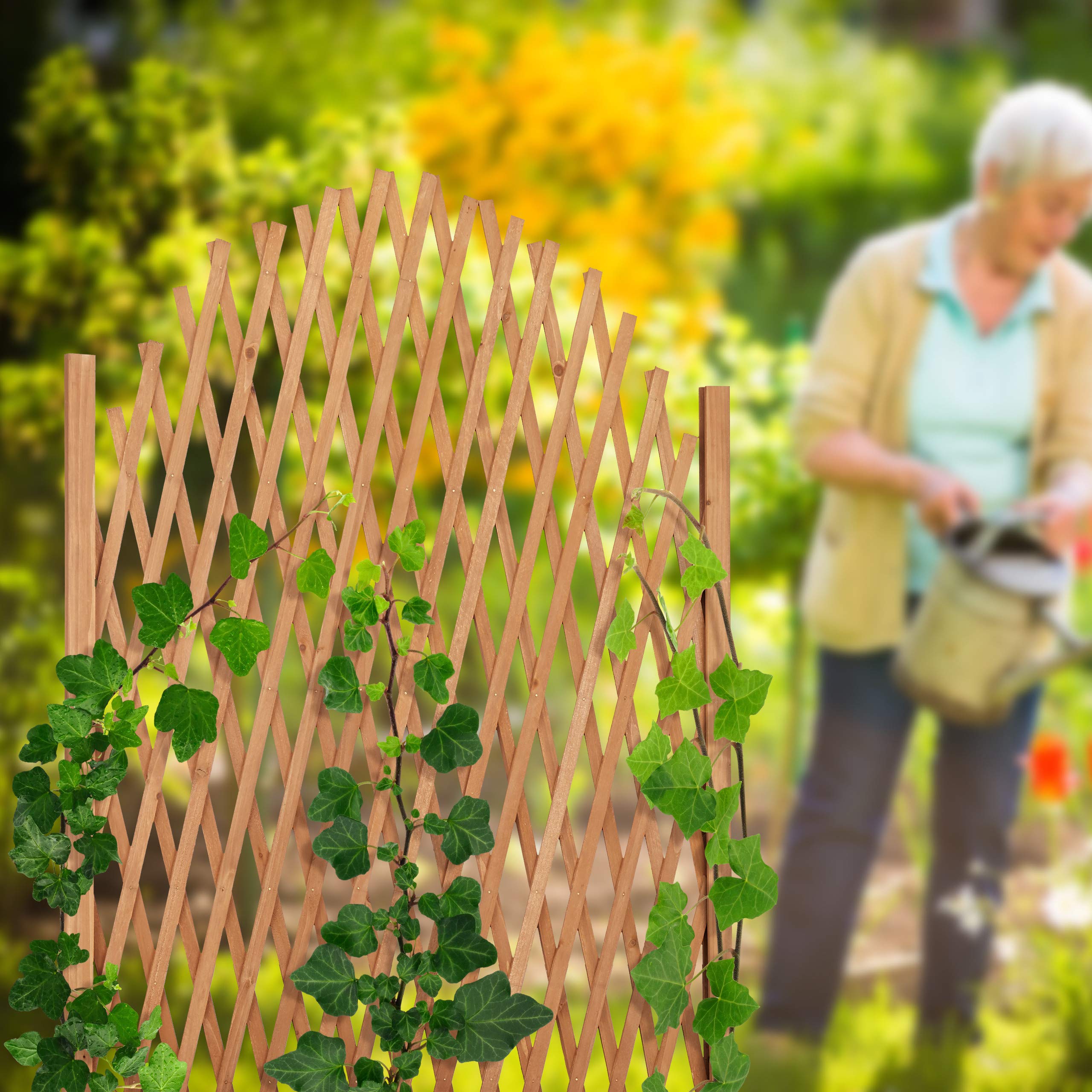 Relaxdays Treillis Jardin Extensible, Clôture Grillage Pliable, Plante grimpante Balcon HxlxP: 100 x 165 x 30 cm, Brun, Marron