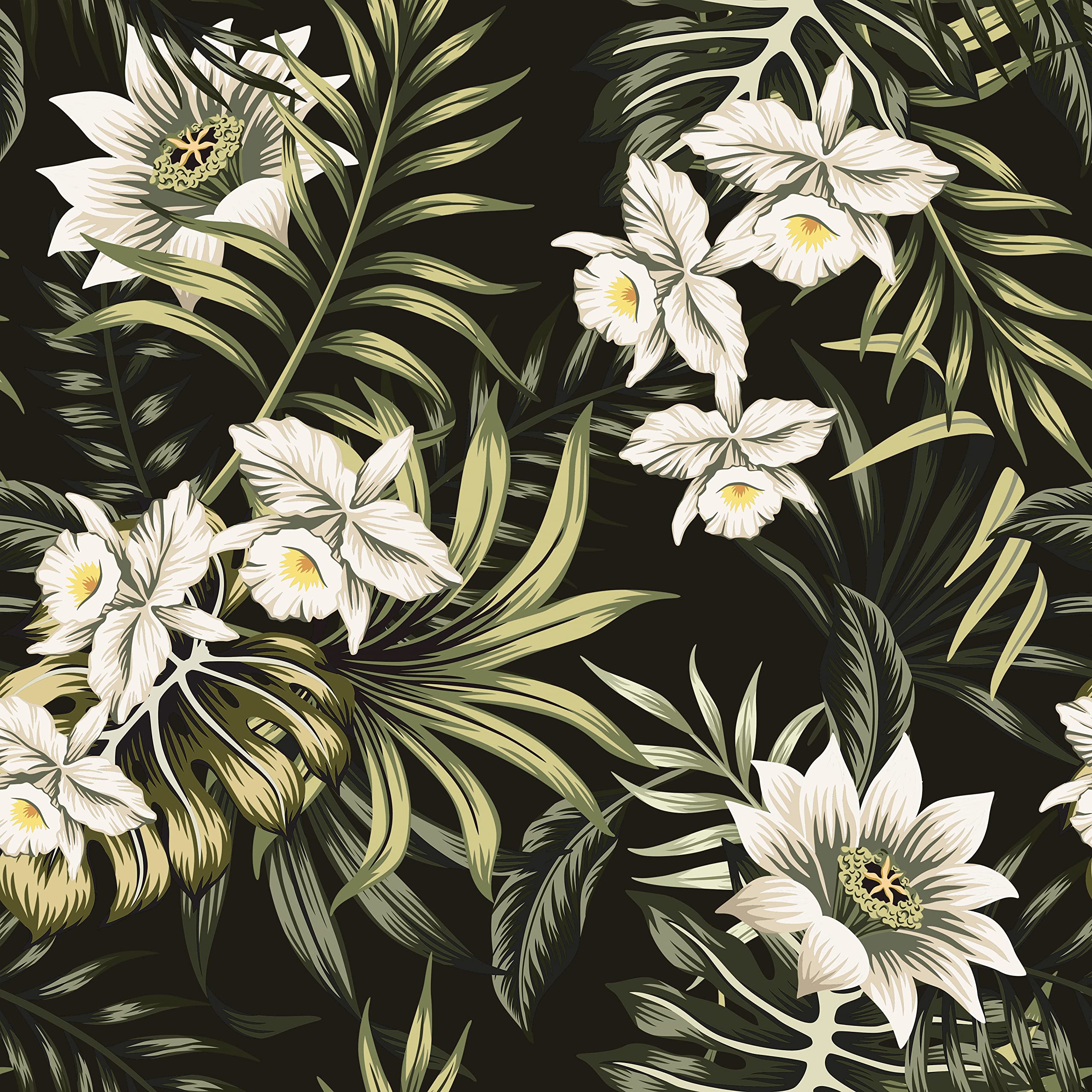 Buy Wallercity White Floral Peel and Stick Wallpaper Green Leaves