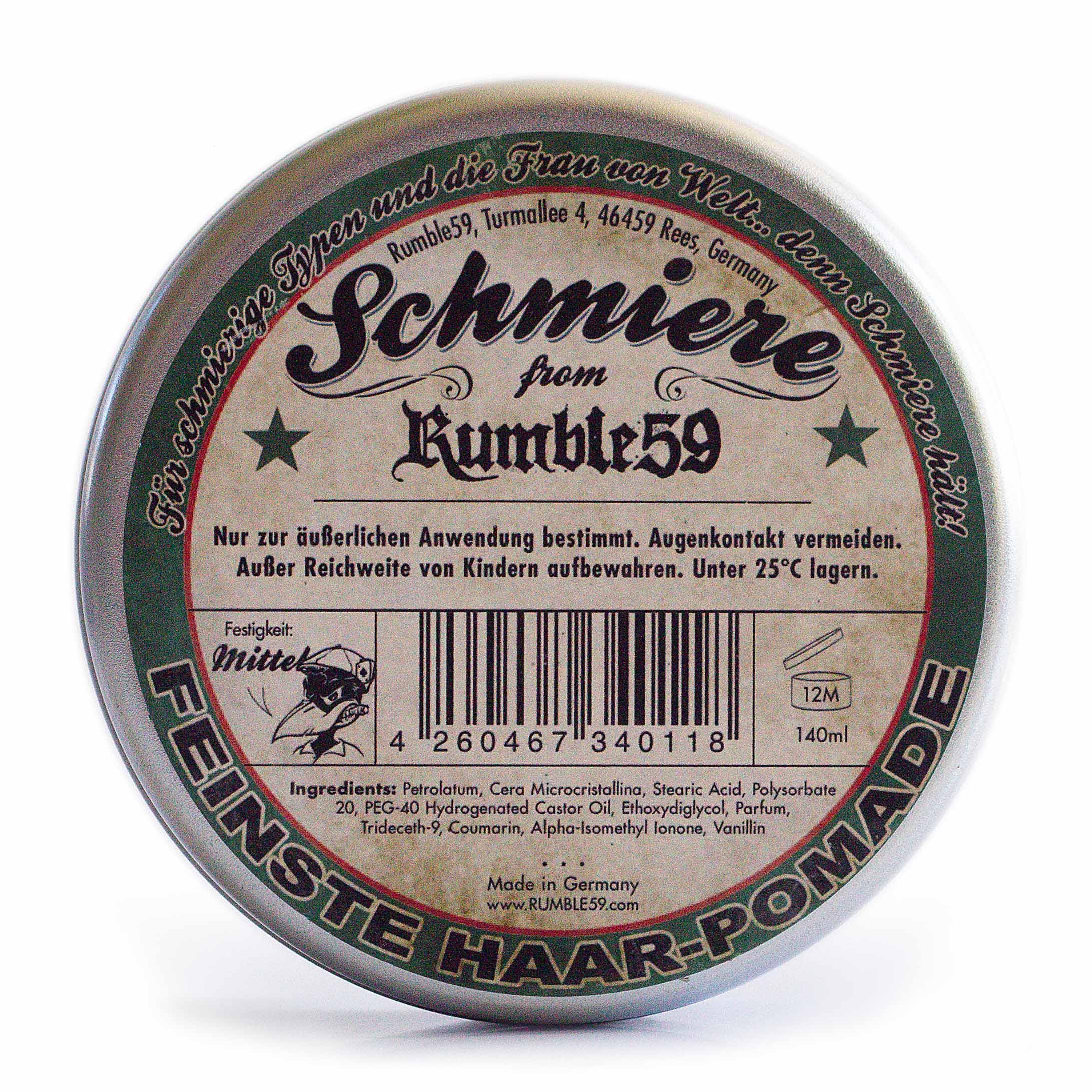 Rumble59 - Schmiere Pomade Herren - Gambling mit Kokosduft - 140 ml, mittlerer Halt - wachsbasierte Haar Pomade für normale bis dicke Haare - Hairstyling Made in Germany