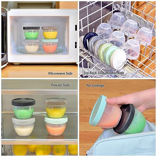 Miniatura 4 de Youngever 18 juegos de almacenamiento de alimentos para bebés, recipientes de comida para bebés de 4 onzas con tapas, 9 colores urbanos, con