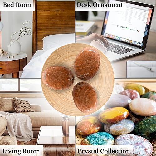 Miniatura 7 de Piedra de palma de piedra lunar de durazno, piedra de preocupación para masaje caliente para equilibrio natural de chakras, curación de reiki y