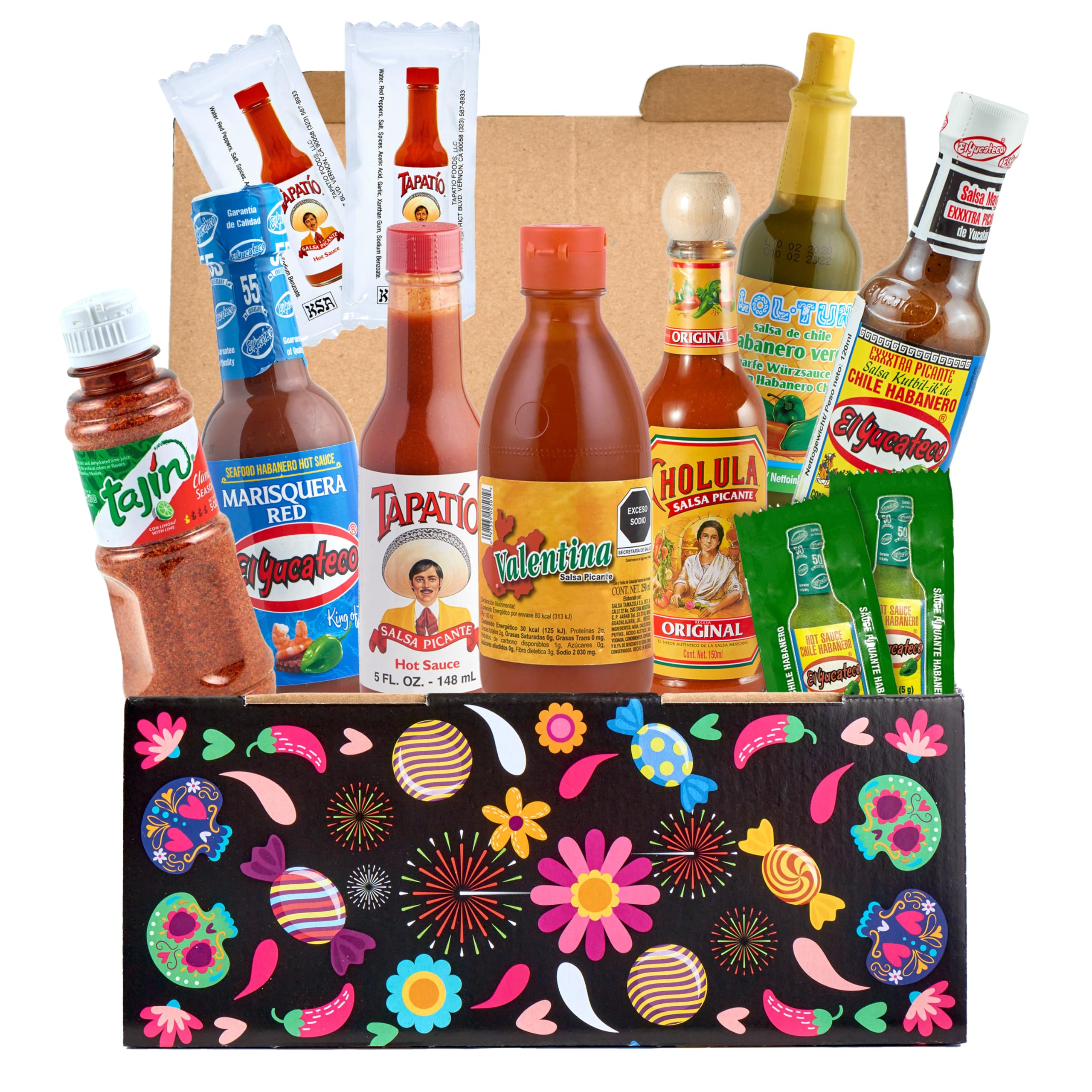 Tajín El Tapatio Valentina El Yucateco Cholula Lol-Tun Scharfe Soßen Set 7 Sorten Mexiko