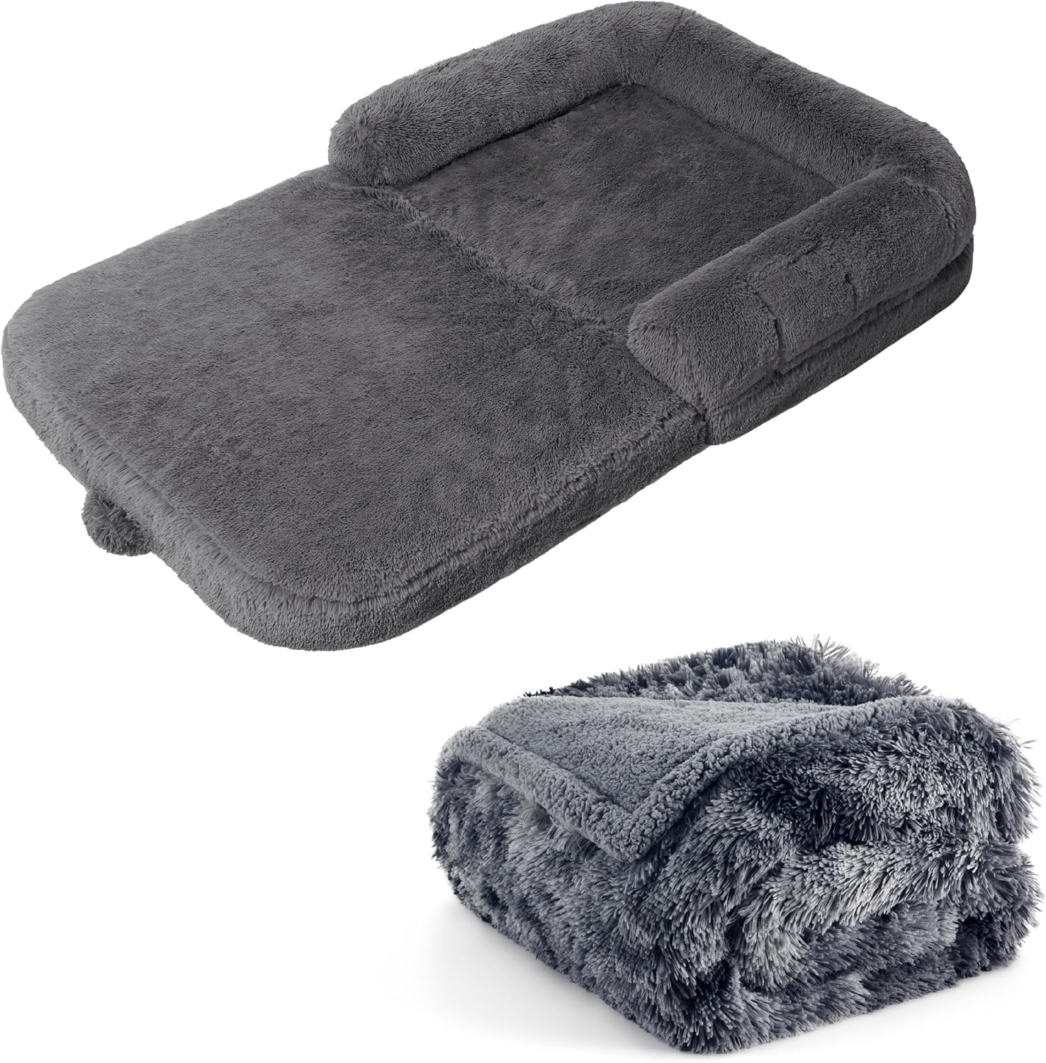 Foldable Human Dog Bed with Waterproof Dog Blanket