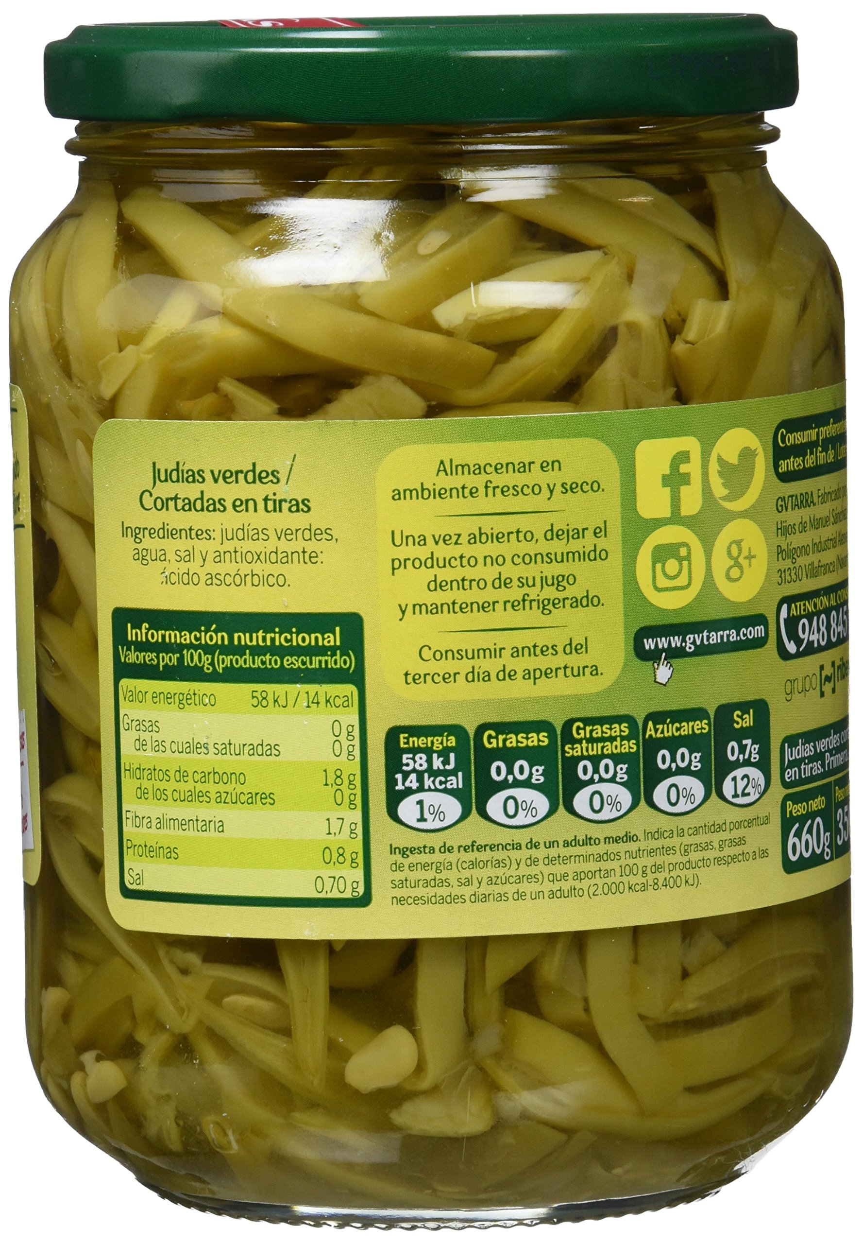Gvtarra Judías Verdes Tiras Verdura - Paquete de 6 x 350 gr - Total: 2100 gr