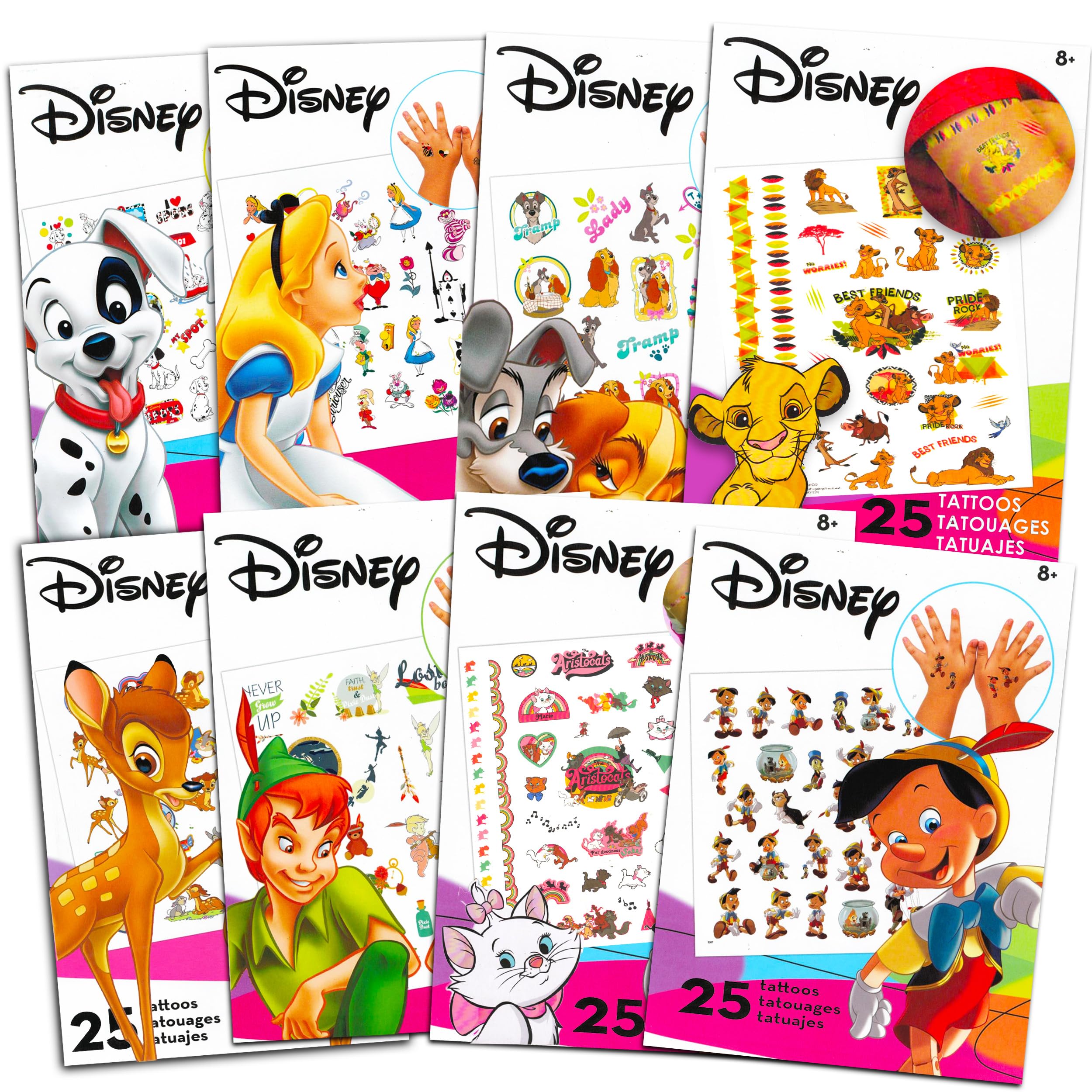 Classic Disney Tattoos Party Favors Mega Assortment ~ Bundle Includes 16 Disney Temporary Tattoo Sheets Featuring Peter Pan, 101 Dalmatians, Lion King, Jungle Book and More (Over 200 Tattoos!)