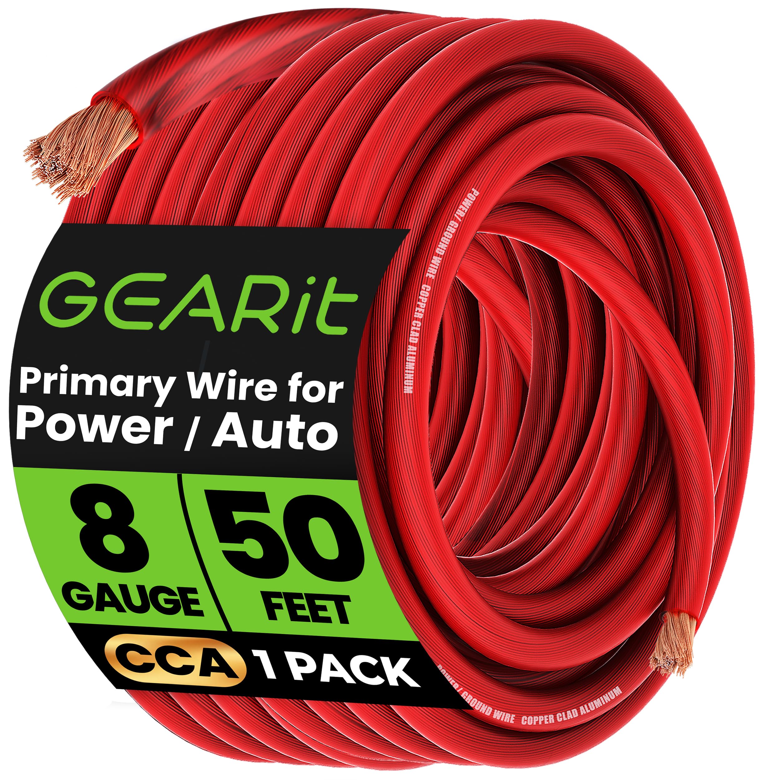 Câble 8 AWG GearIT anti-parasite rouge pour corriger la masse audio voiture 15,2 m