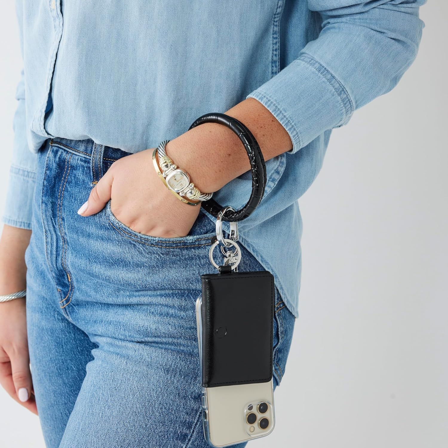 Oventure Keychain Wallet – Slim Leather ID Case with Key Ring | Compact, Stylish & Giftable Card Holder for Women (Black) - Image 2