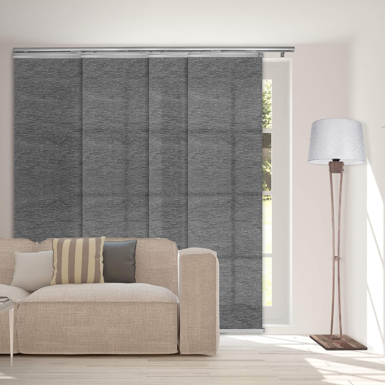 A&F Rod Décor - Spotted Metal 4-Panel Single Rail Panel Track Extendable 48"-88"W x 94"H, Panel width 23.5"