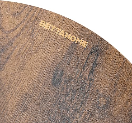 Miniatura 4 de BETTAHOME BT023 - Mesa auxiliar redonda de 2 niveles, mesa auxiliar con estante para sofá, ideal para sala de estar, marrón rústico y negro