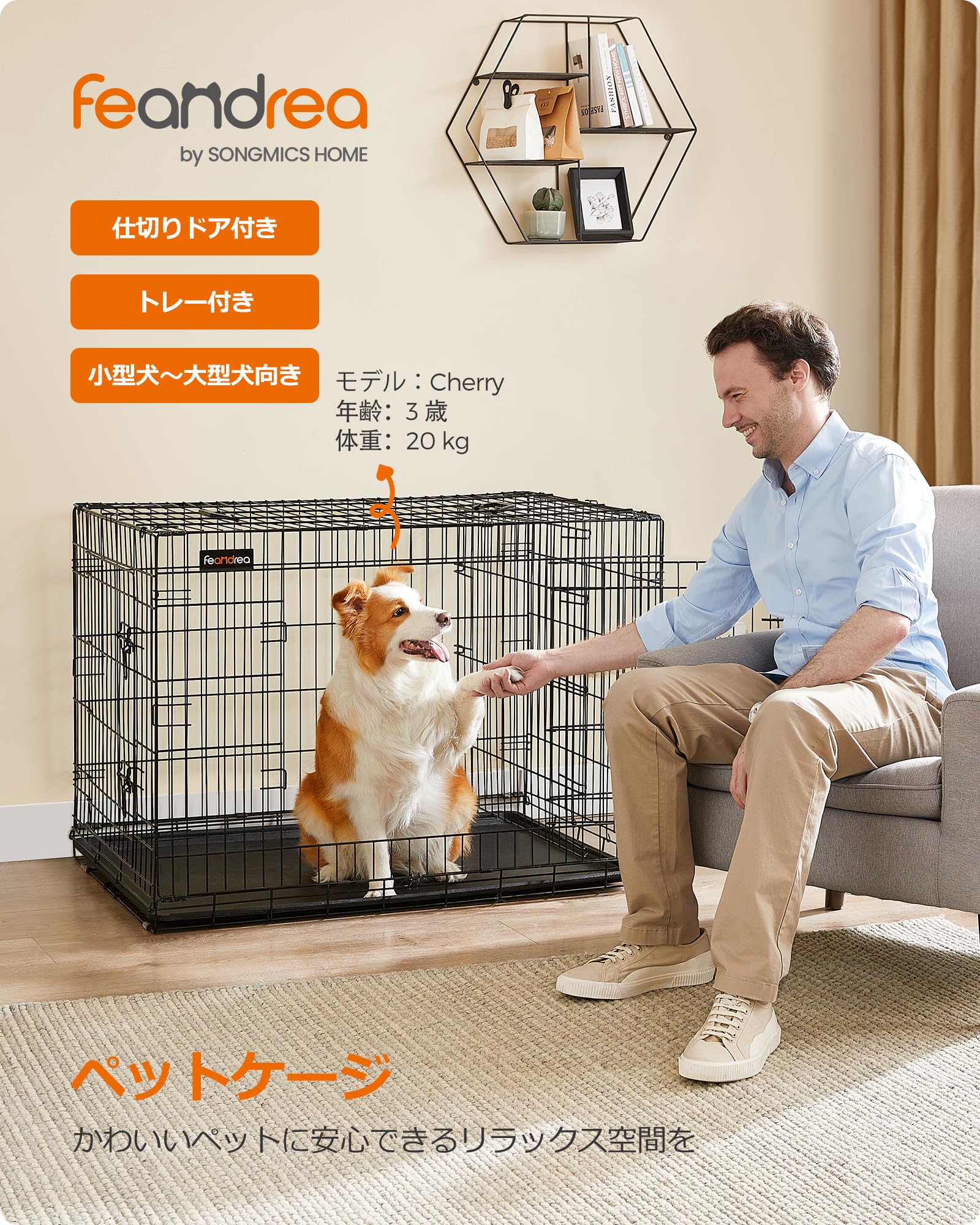FEANDREA 犬用大型ペットケージ PPD42BK Amazon.co.jp: FEANDREA ペットケージ 犬 ケージ 仕切りドア付き 室内