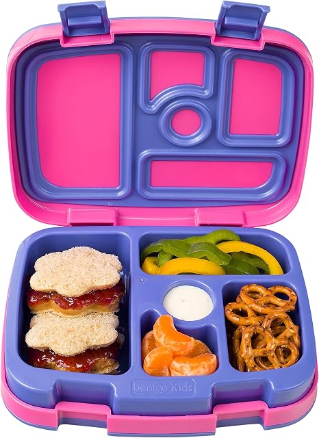Bentgo® Kids Brights Leak-Proof, 5-Compartment Bento-Style Kids Lunch Box Ideal Portion Sizes for Ages 3 to 7 BPA-Free, Dishwasher Safe, Food-Safe Materials (Fuchsia)