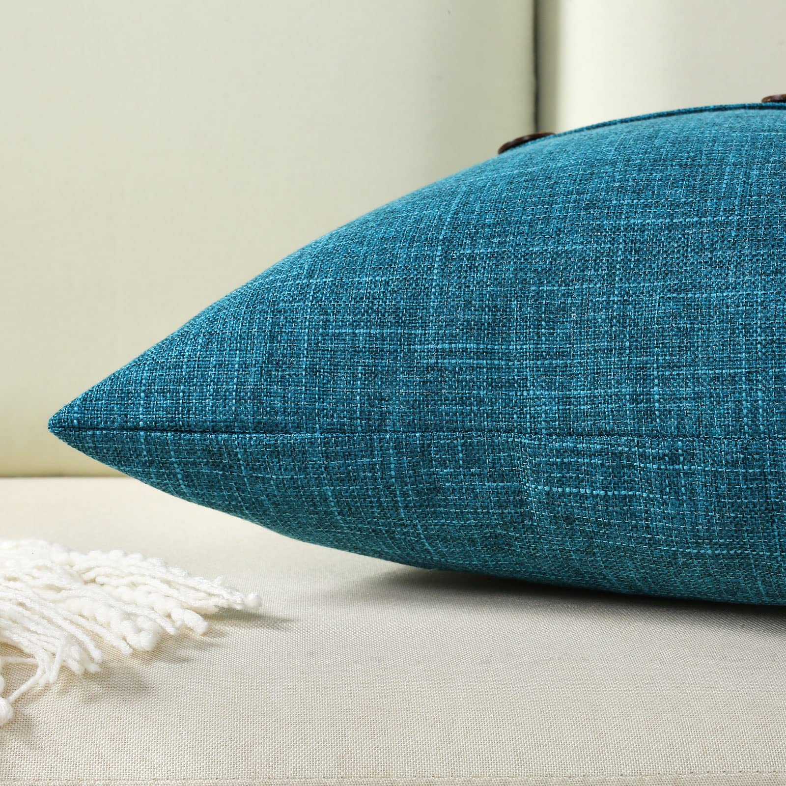 Dekokissenbezüge 2er Set – 45,7x45,7 Cm, Leinen-Polyester, Shabby Chic, Für Sofa & Bett