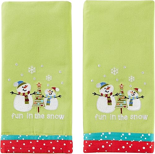 SKL Home by Saturday Knight Ltd. Fun In The Snow - Juego de toallas de cocina (2 piezas), multicolor